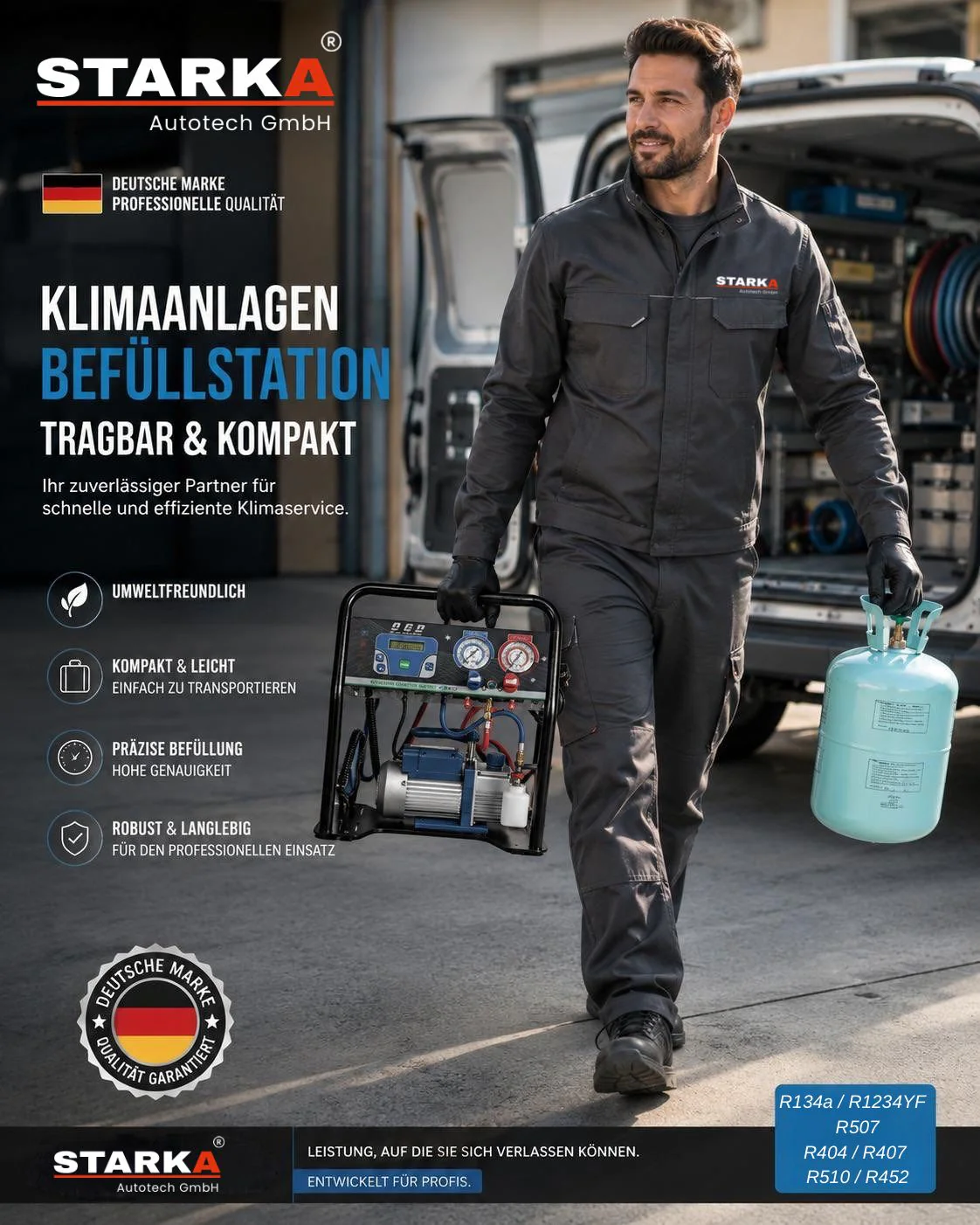 Tragbares automatisches Kältemittelfüllgerät für Klimaanlagen R134A, R1234yf, R404,R407 R513